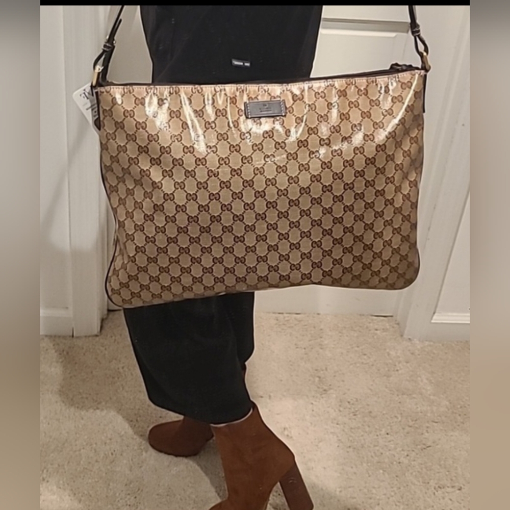 Gucci Crystal Coated Canvas vintage 2000's oversize msgr bag excellent condition - Picture 4 of 17